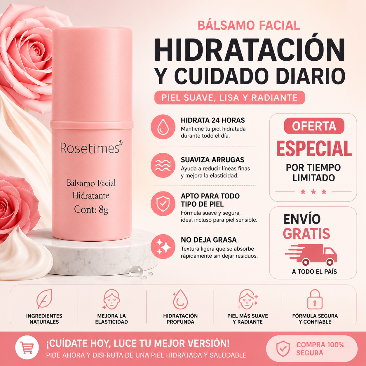 Bálsamo Facial Hidratante Antiarrugas